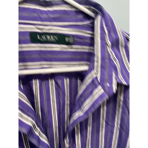 Ralph Lauren Womens Shirt Dress 18W 18 Purple Striped Classic Preppy Old Money - Picture 6 of 13